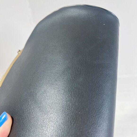Vintage Black Leather Evening Bag Kisslock Frame Purse - Picture 5 of 7